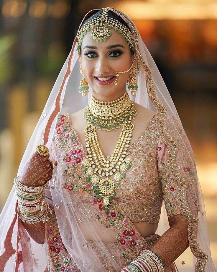 Bride with pink floral crown